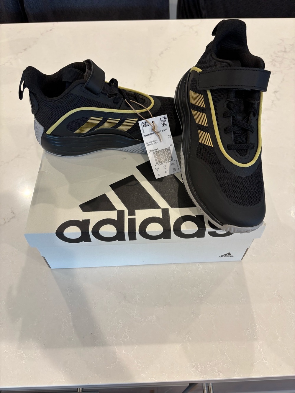 adidas Kids Black and Gold Accent Sneakers